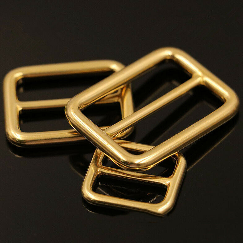 6pcs Solid Brass Slider Tri-Glide Square Adjust Buckle Shoulder Strap Webbing