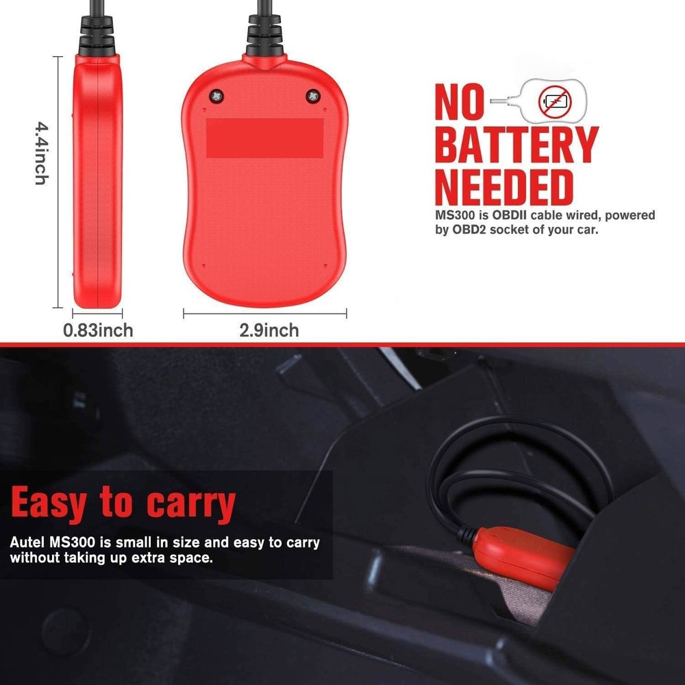 Autel MS300 OBD2 Scanner Code Reader Turn Off Check Engine Light Car Diagnostics
