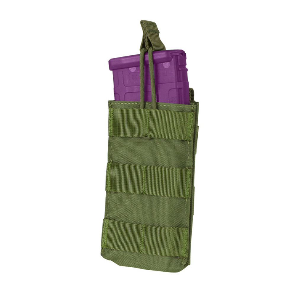 Single Modular MOLLE Open Top Pull Cord 5.56 Mag Pouch OD GREEN