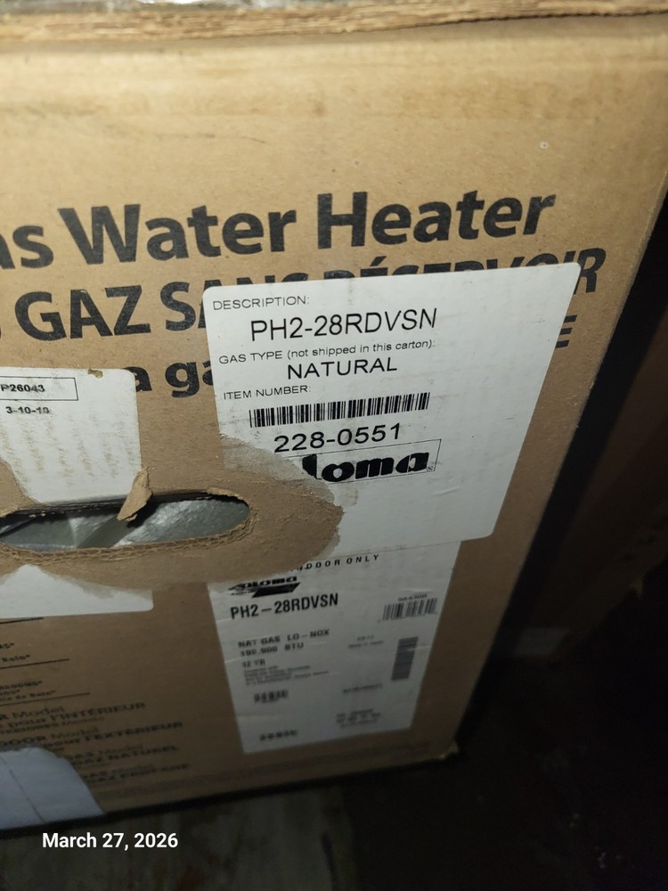 Paloma 199K BTU Residential Direct Vent Natural Gas Tankless Heater PH2-28RDVSN