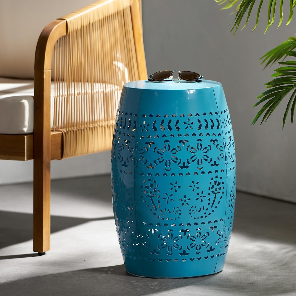 Christopher Knight Home Ruby Outdoor 12" Iron Side Table Blue
