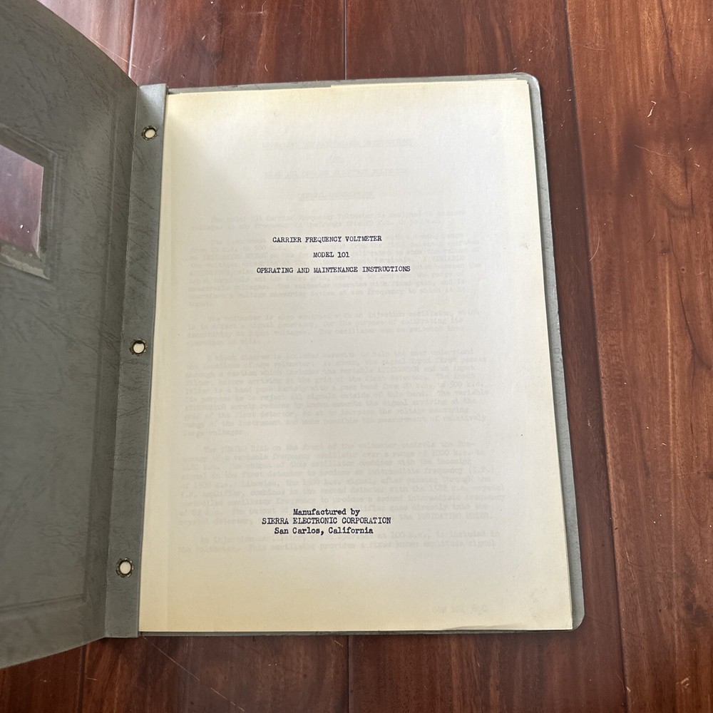 Sierra Electronic Model 101 Carrier Frequency Voltmeter Operating Instructions