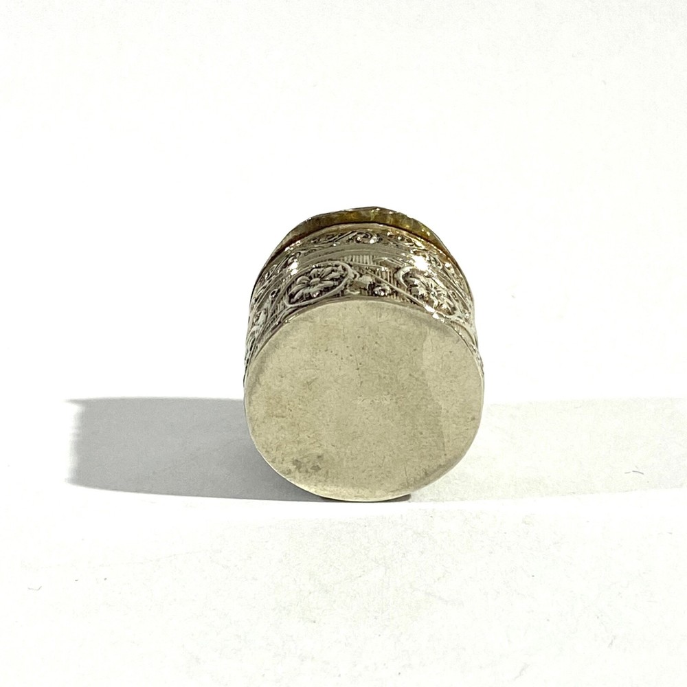 Antique Solid Silver Italian miniature Pillbox , Hallmarked with romantic scene