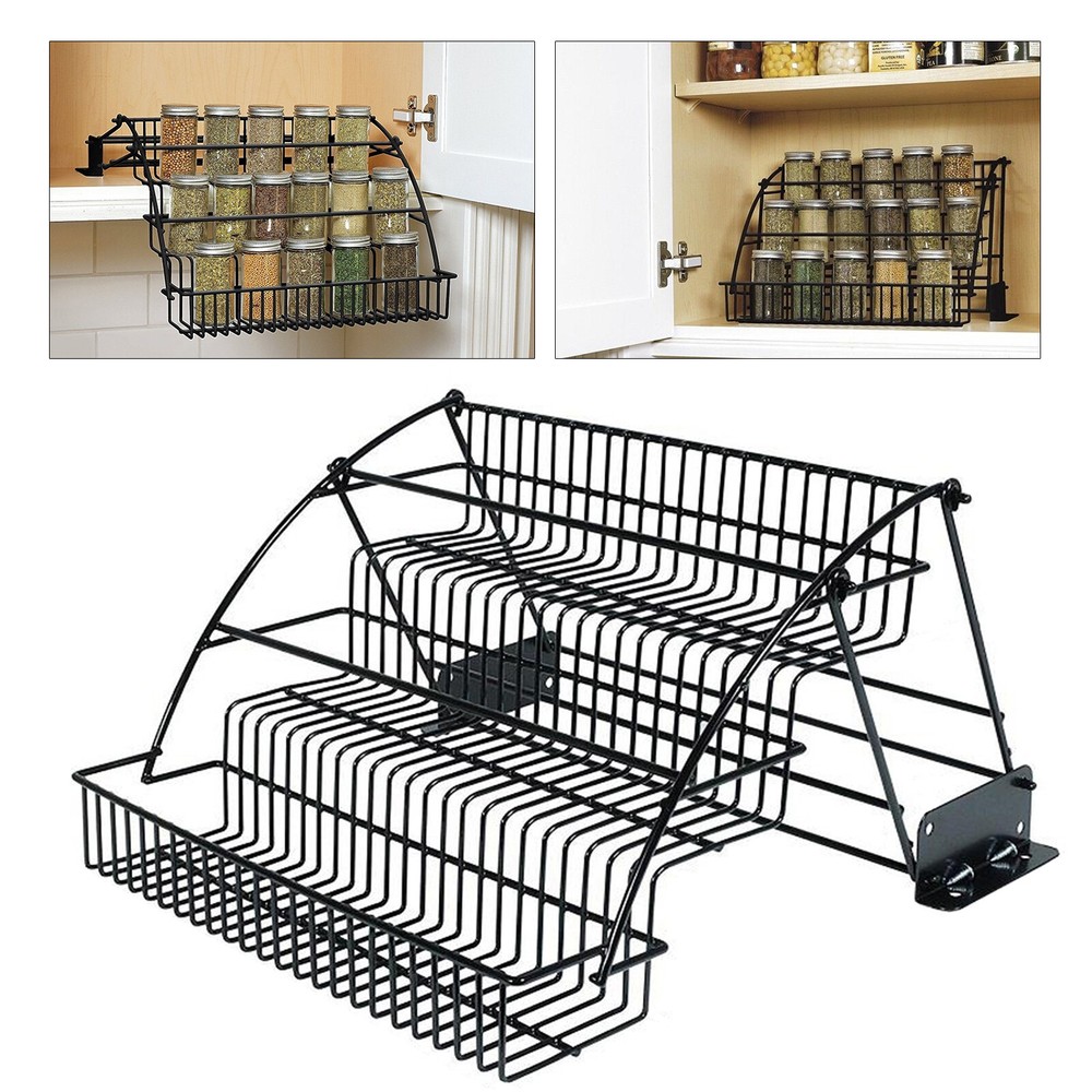 3 Tier Pull Down Spice Rack Organizer Cabinet Pantry ?Countertop for Spices&Jars