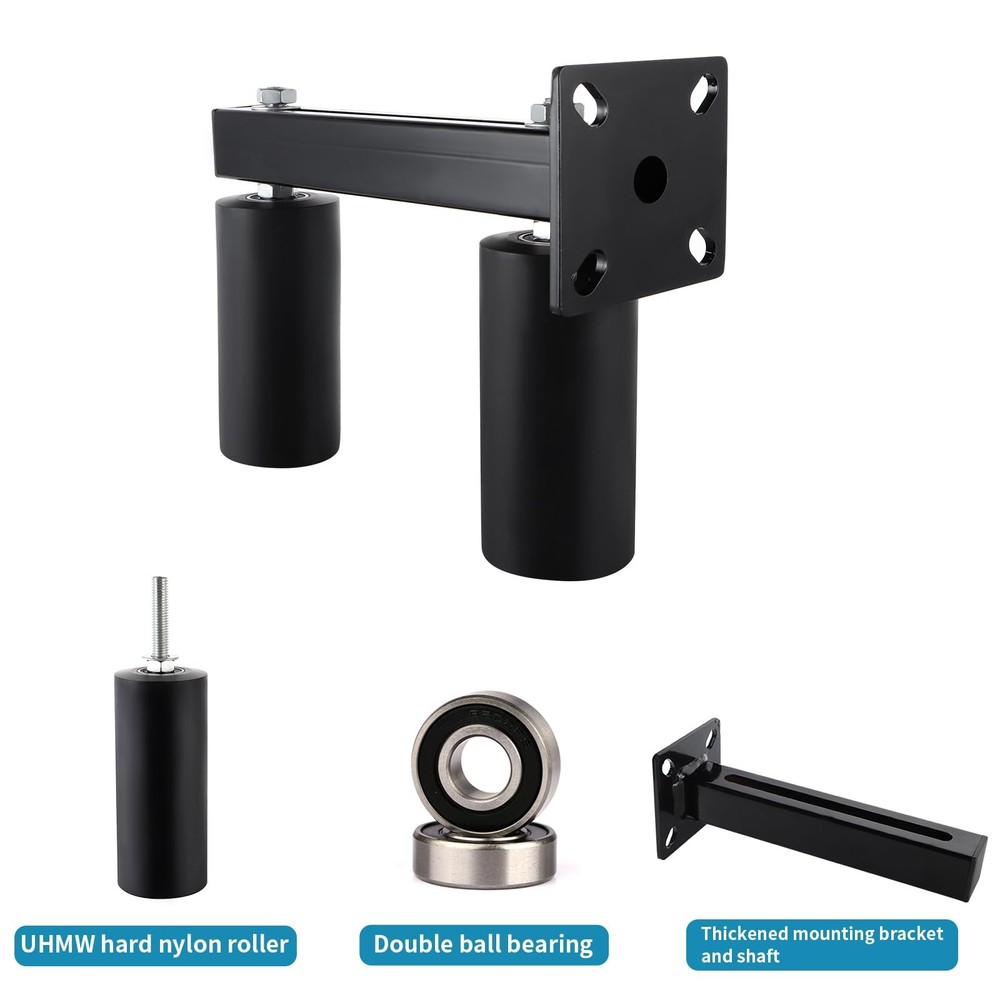 Skelang Slide Gate Guide Roller, 6" UHMW Hard Nylon Guider, Adjustable Black
