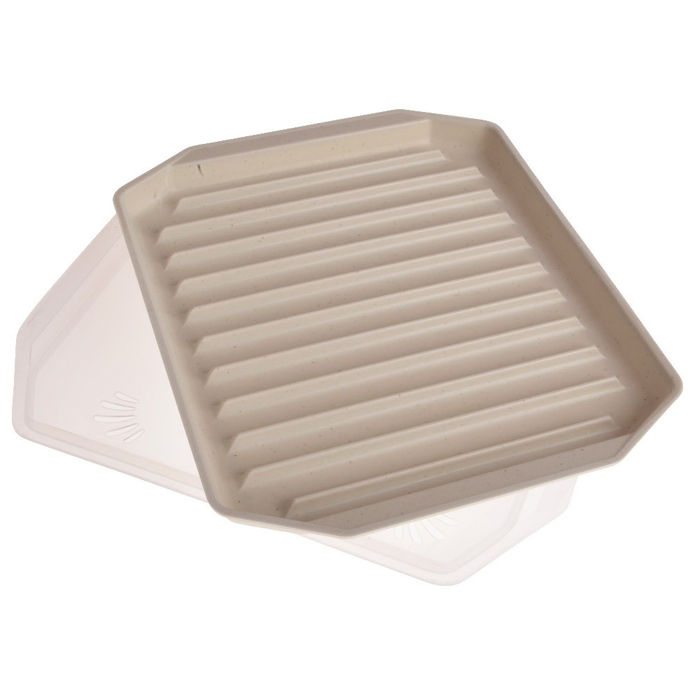 Nordic Ware Microwave Safe Covered Plastic Bacon Rack with Lid, White, 2 Pieces