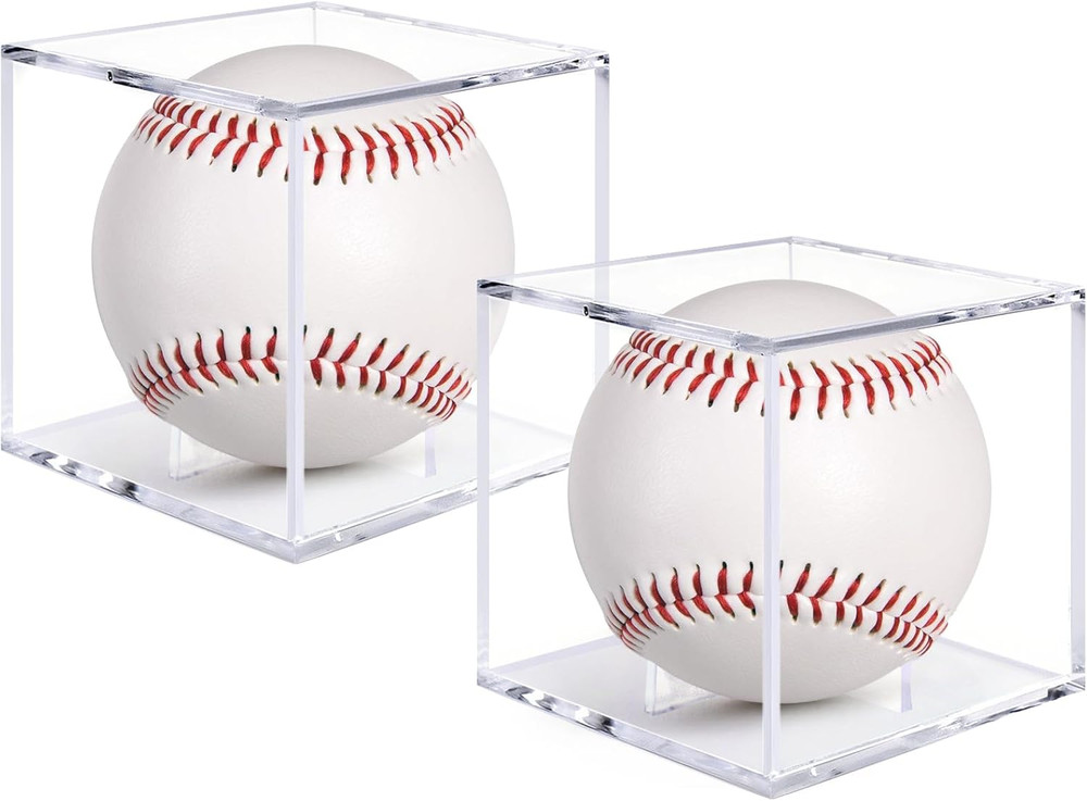 2 Pack Baseball Display Case, UV Protected Acrylic Baseball Holder Display Case,
