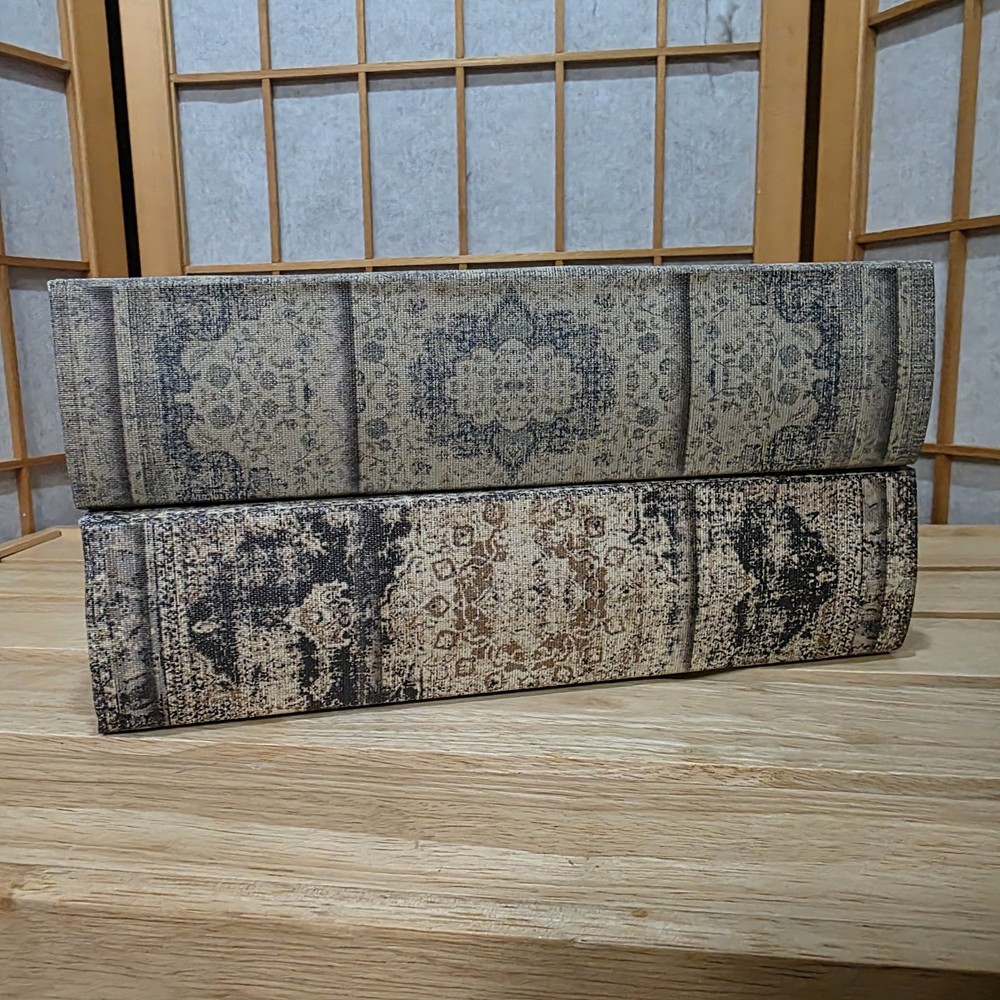 Faux Book Box Set Secret Storage Stash Keepsake Boxes Persian Pattern Distressed