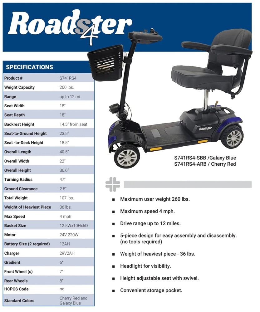 Merits Roadster 4 Mobility Scooter