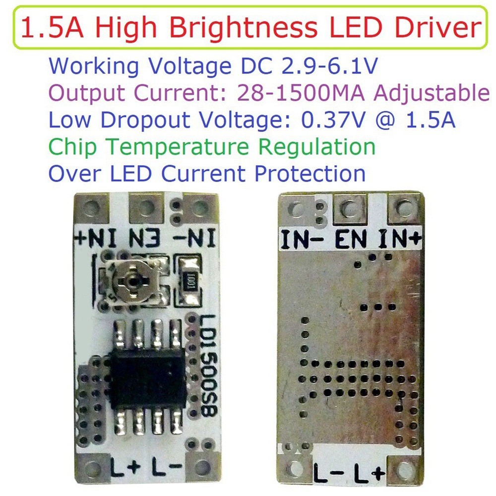 DC 3-6V 28-1500mA Adjustable Output Current LED Driver Module PWM Control5862