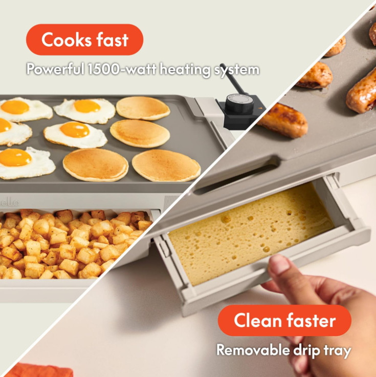 NEW - Electric Griddle with Warming Tray, Ceramic Nonstick Coating