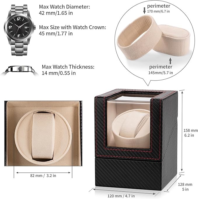 Automatic Rotation Single Watch Winder Box Leather Storage Display Case Gift✨