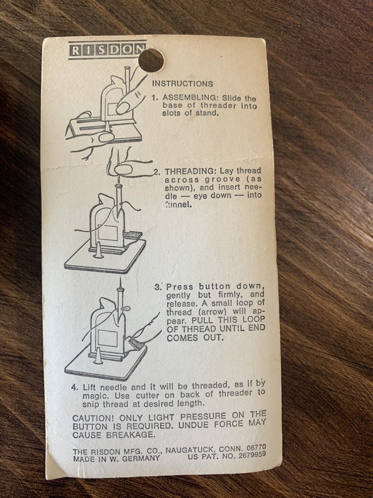 Vintage Risdon Automatic Needle Threader Still In Package Sealed