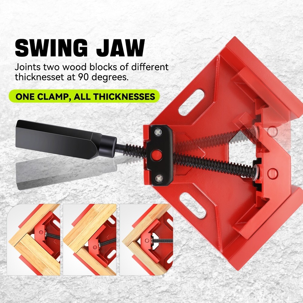 90 Degree Qiuck-Release Corner Clamp Tools w/ Rotating Handle & Swing Jaws 2PCS