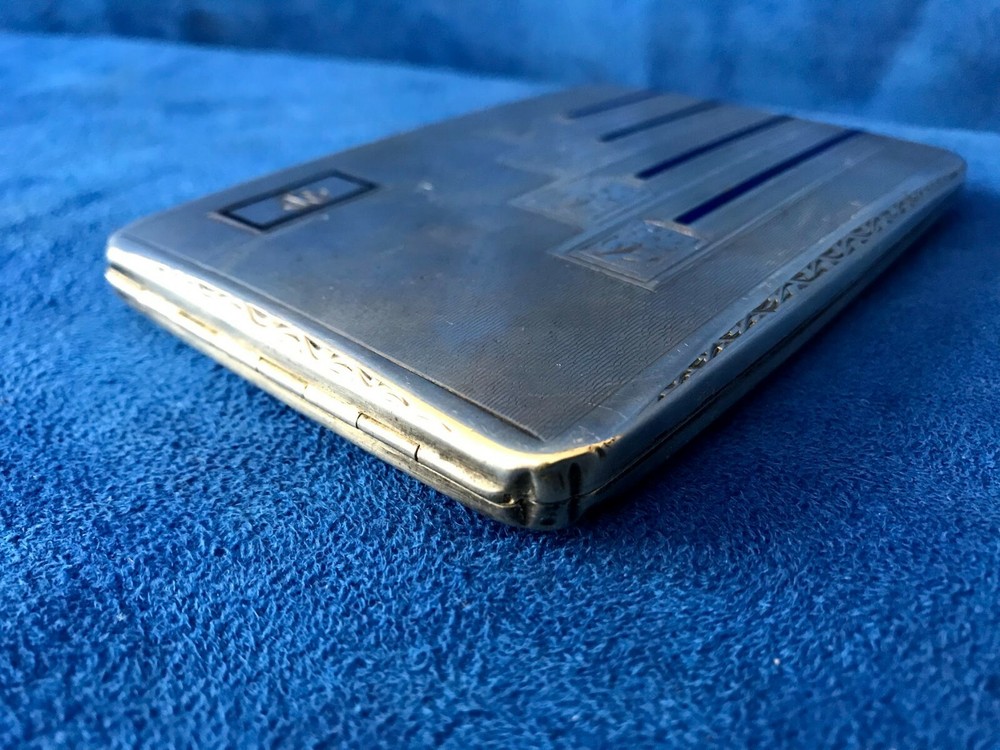 Antique Enamel on Sterling Silver Cigarette Case