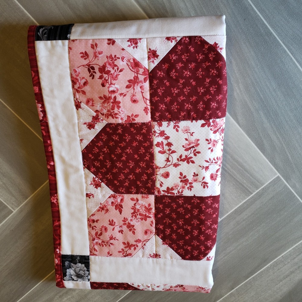 Quilted Table Runner Red White By Gloria