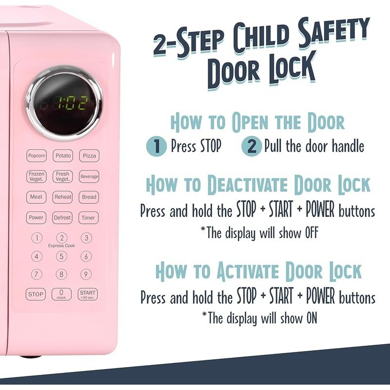 Microwave Oven Compact 0.7cu ft Rotating Turntable 8 Auto Cook Programs 700W