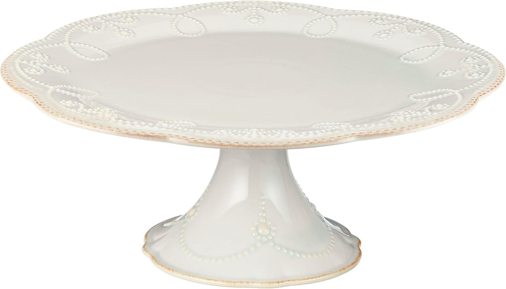 French Perle Pedestal Cake Plate, Medium, White -