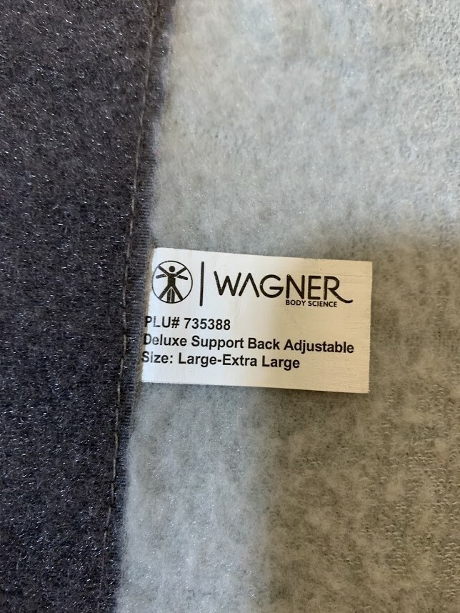 Wagner 豪华支撑背可调节皮带腰部灰色 L/XL 码-