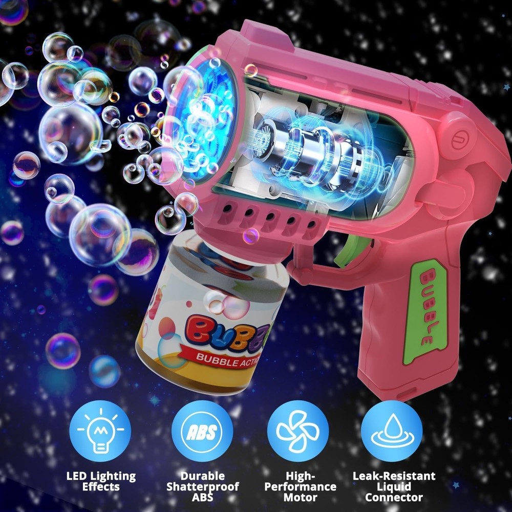 Bubble Gun Machine for Kids 4-8: 2-Pack Automatic Guns with 2 Bottles...