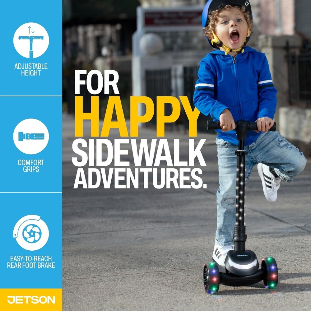 Jupiter Mini 3-Wheel Light-Up Kick Scooter - Adjustable & Foldable for Ages 3+