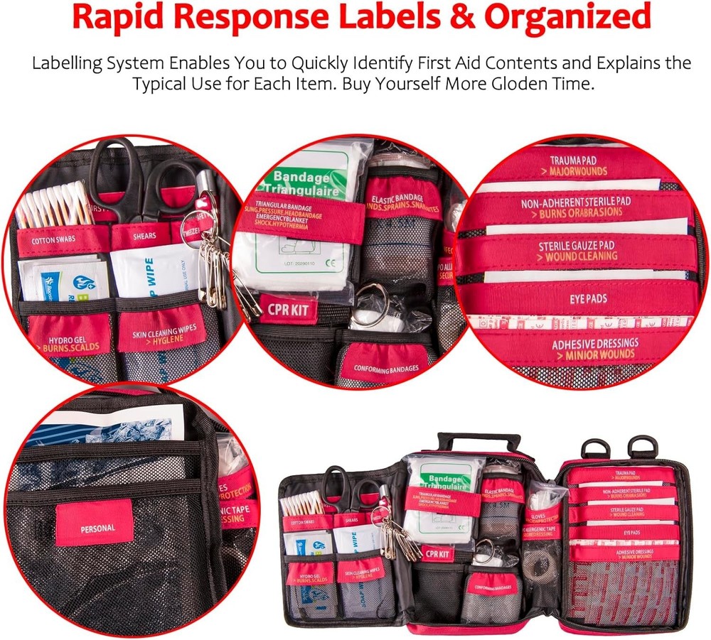First Aid Kit, Trauma First Aid Kits with Labelled Compartments Molle System,...