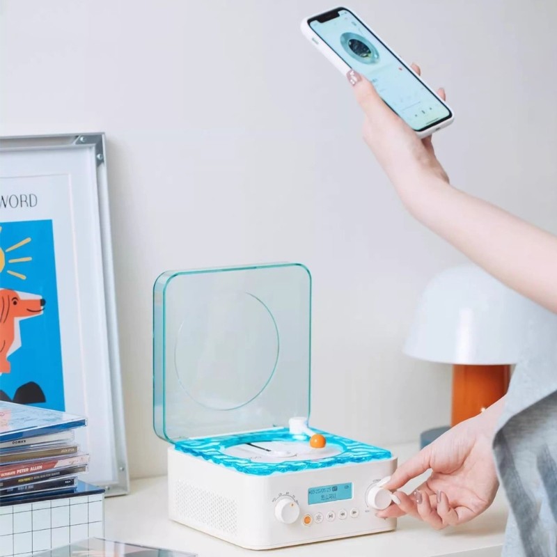 Turntable Bluetooth-compatible Speaker With Adjustable LED Light Music Player