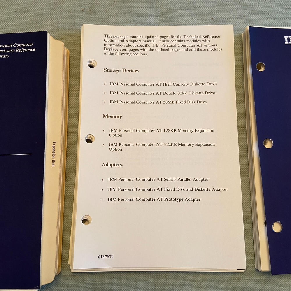 IBM PC Hardware Reference Library Technical Reference Options Adapters Vol 1 & 2