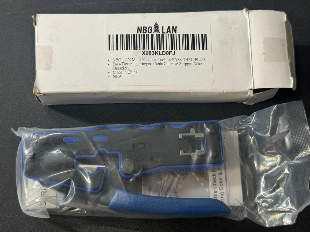 NBG LAN Multi-Function Pass-Thru RJ45 Crimp Tool Cable Cutter & Stripper