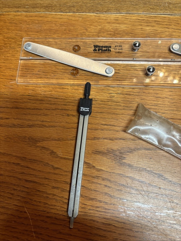 Weems & Plath #139 Parallel Rule 12” plus 6”Drafting Compass Divider #262