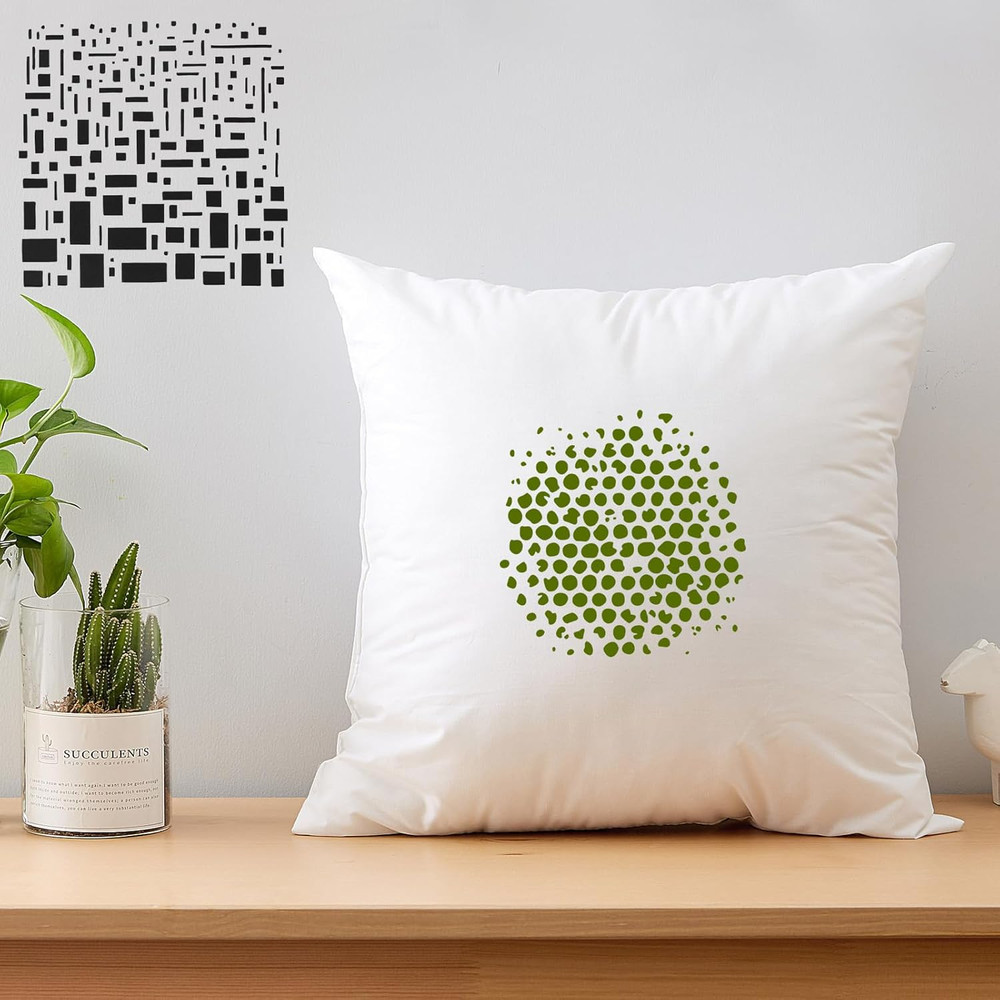 16Pcs Geometric Stencils 6x6 Reusable Texture Bubble Dot Wave Stone Pattern DIY