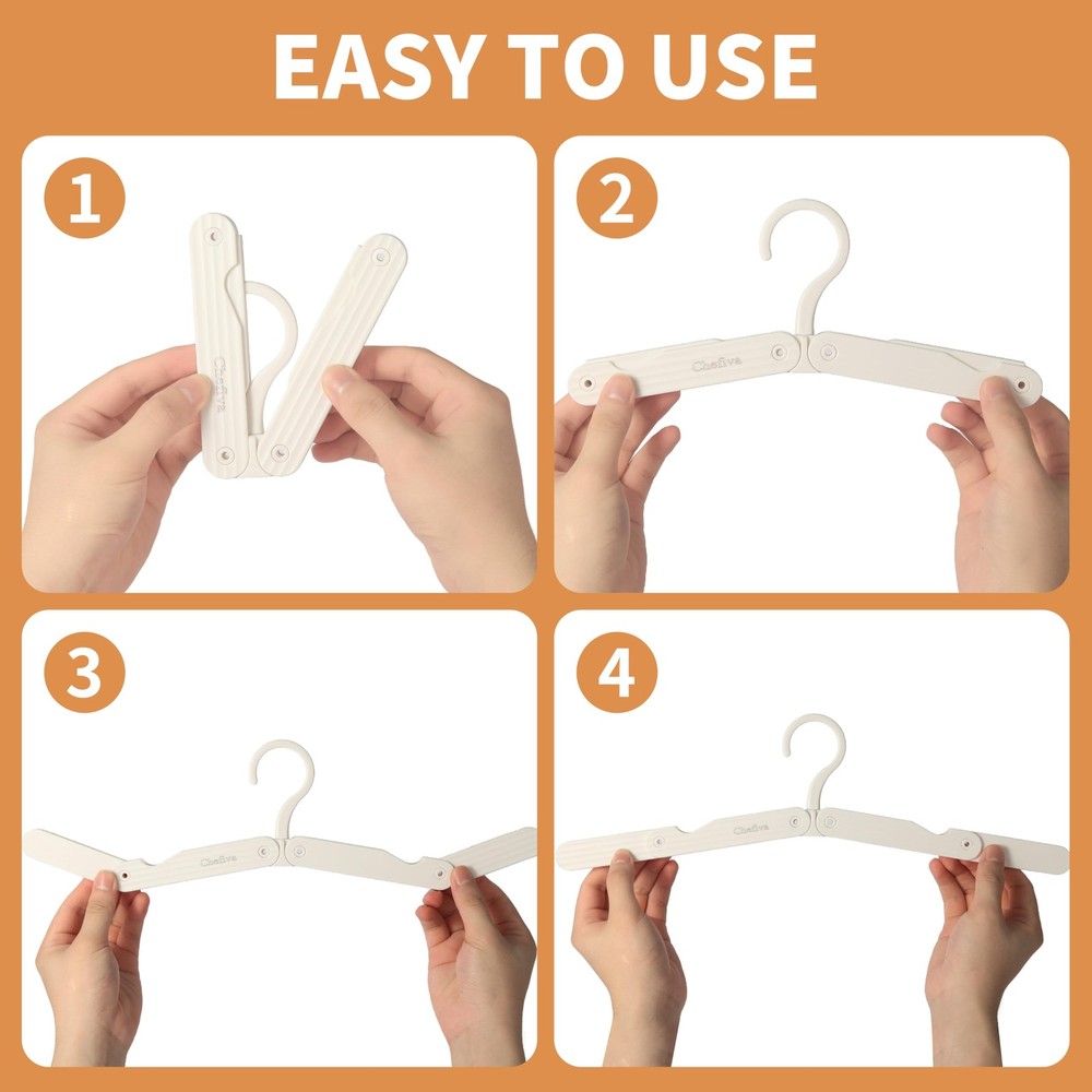 Foldable Travel Hangers 4 Pack Space-Saving ABS Plastic for Cruise RV