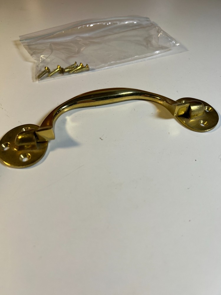 Antique Solid Brass Folding Chest Handle Drop Pull 6.5” Marine Campaign Trunk