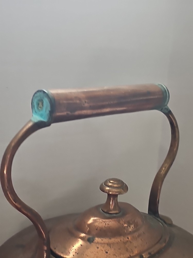 Antique Decorative Fireplace Victorian Copper Kettle Rustic Country Kitchen
