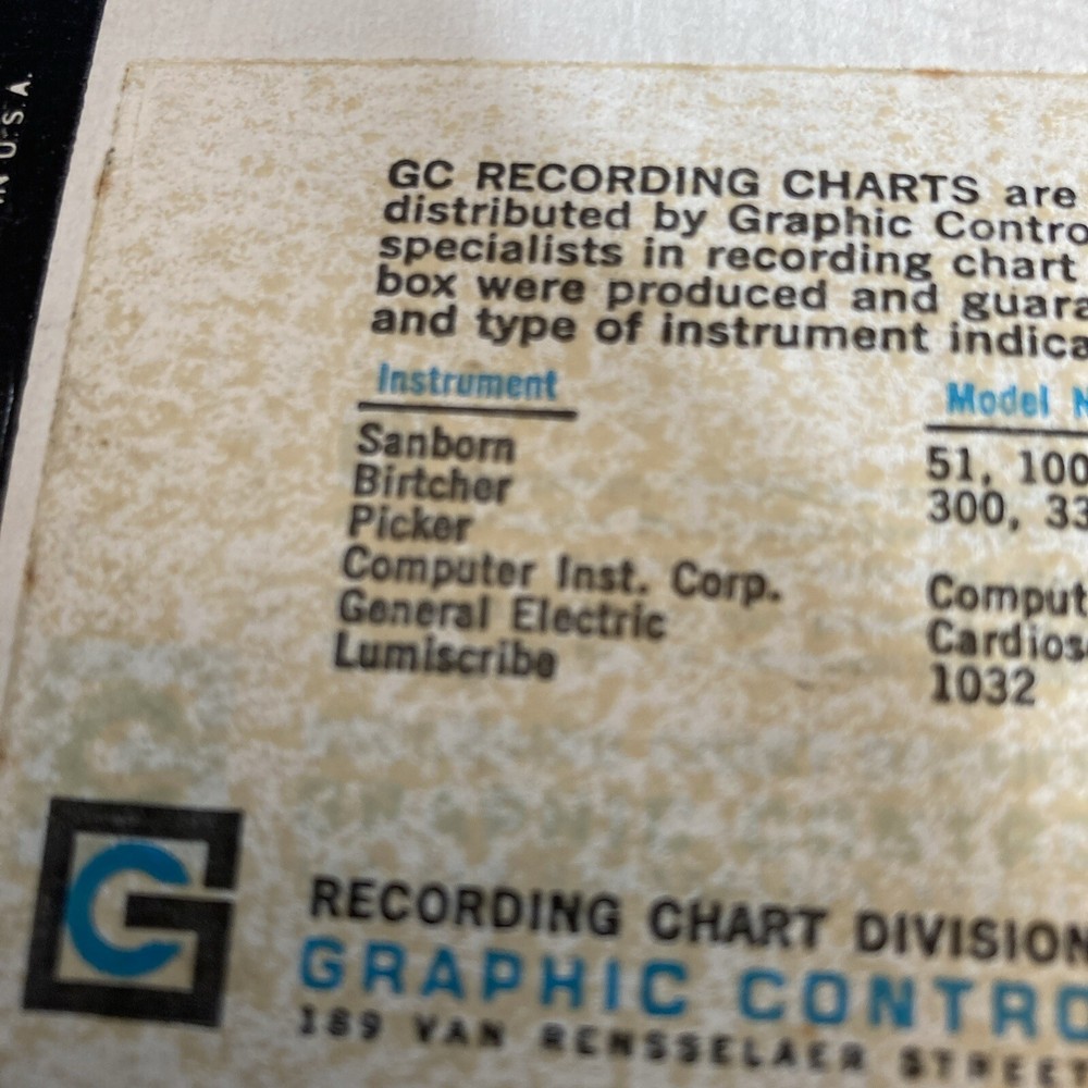 Graphic Controls ECG-100 Recording Chart Paper 2 Rolls Original Box