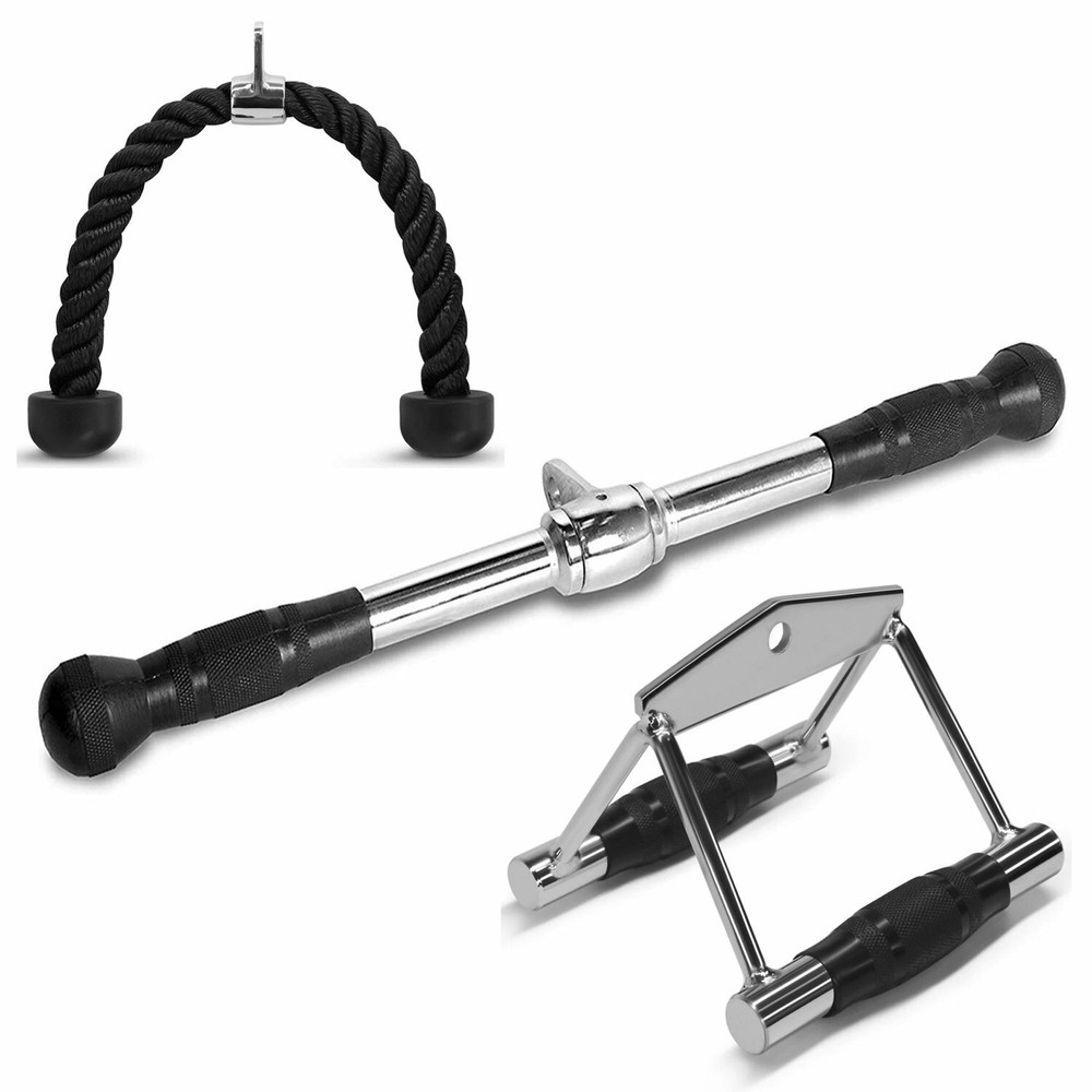 Pro Double Grip Tricep Rope Pull Press Cable Weight Double D Rubber Attachments