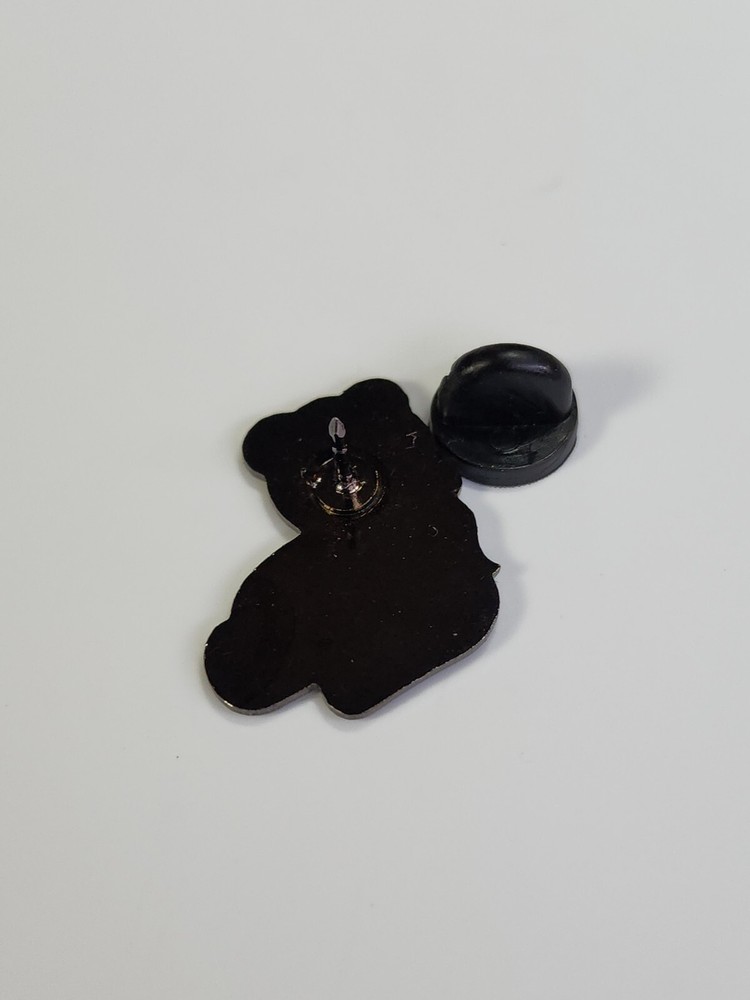 White Teddy Bear With Blue Bow Lapel Pin