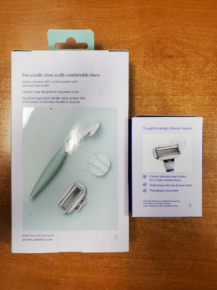 Flamingo Sage 5 Blade Razor Starter Kit Handle/2 Refills/Holder + 4 Refills E12E