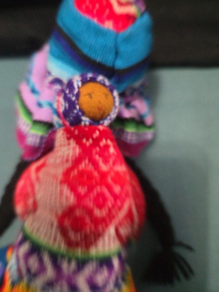 Handmade Peruvian Folk Art Doll With Llama And Baby