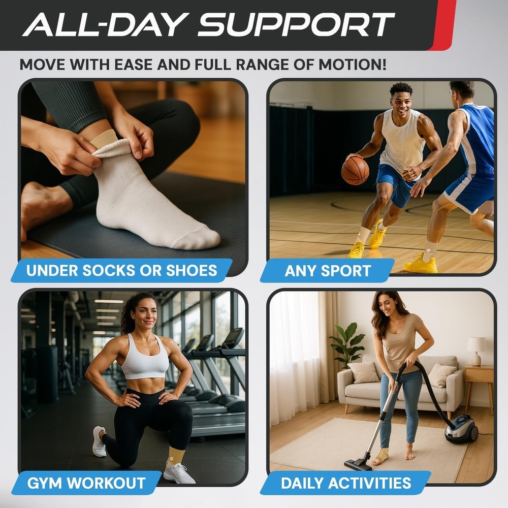 Adjustable Ankle Brace Compression Wrap Support Sleeve M Pair