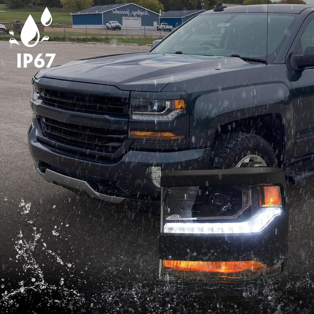Headlight Assembly Compatible with Chevy Silverado 1500 2016 2017 2018 (Hid/Xeno