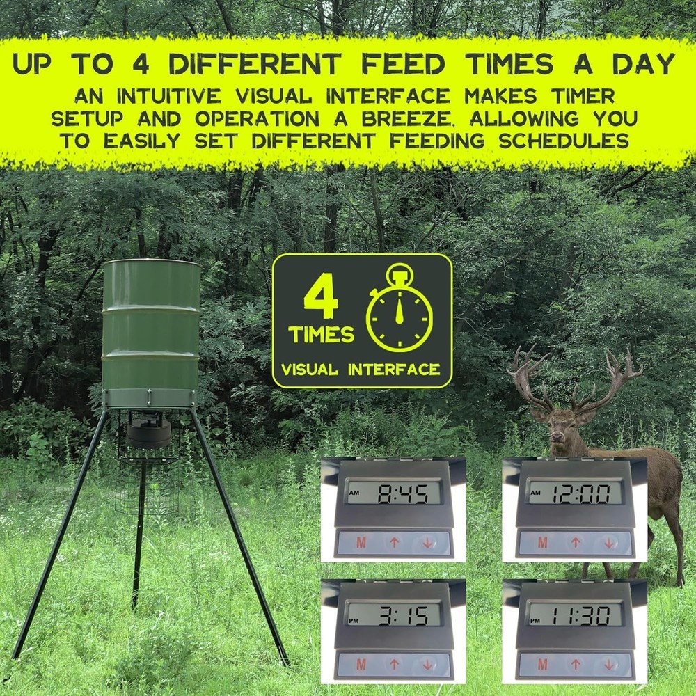 Compact Portable Deer Feeder with Digital Timer - Maximize Feeding Efficiency