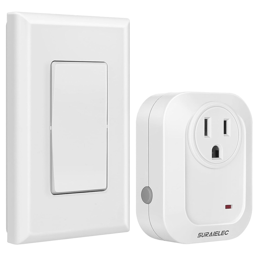 Wireless Wall Switch Remote Control Outlet, No Wiring Needed, 100ft RF Range