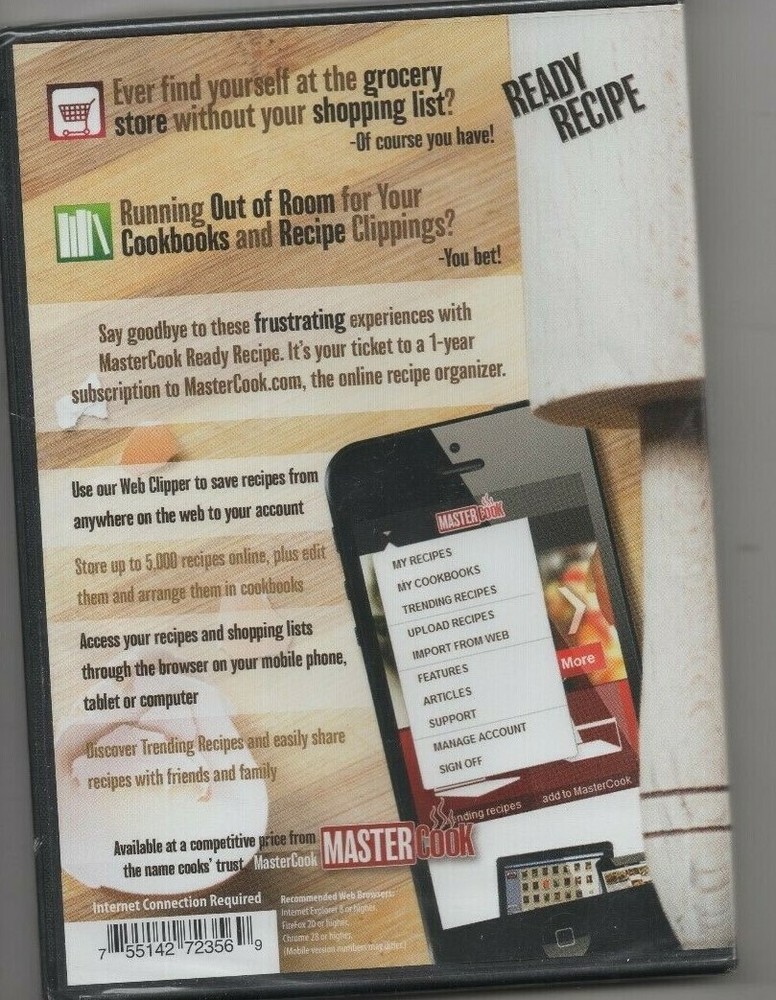Mastercook Ready Recipe PC, NEW.