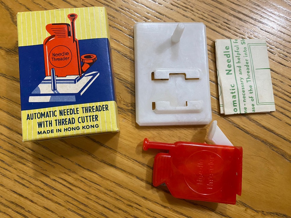 Vtg Mid Century Automatic Needle Threader With Thread Cutter And Directions