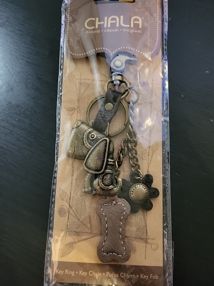 Chala Mini Bronze Dog Key Chain With Charm