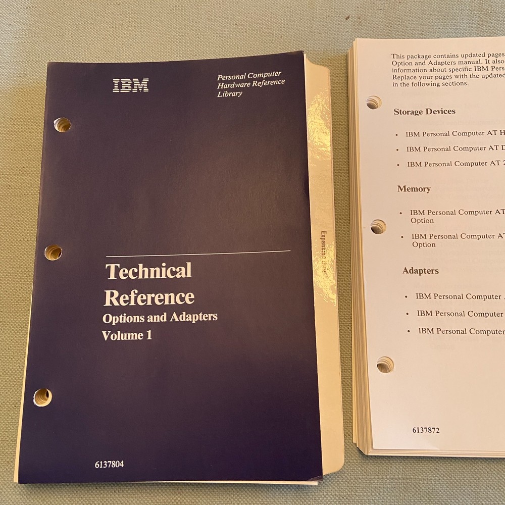 IBM PC Hardware Reference Library Technical Reference Options Adapters Vol 1 & 2