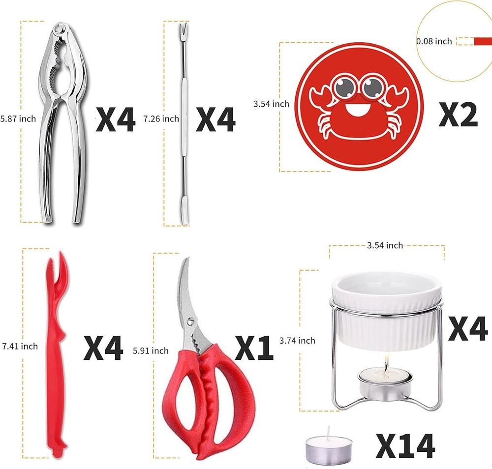Luvan 33 Pcs Crab Crackers and Tools Set with 4 Leg Crackers, 4 Crab