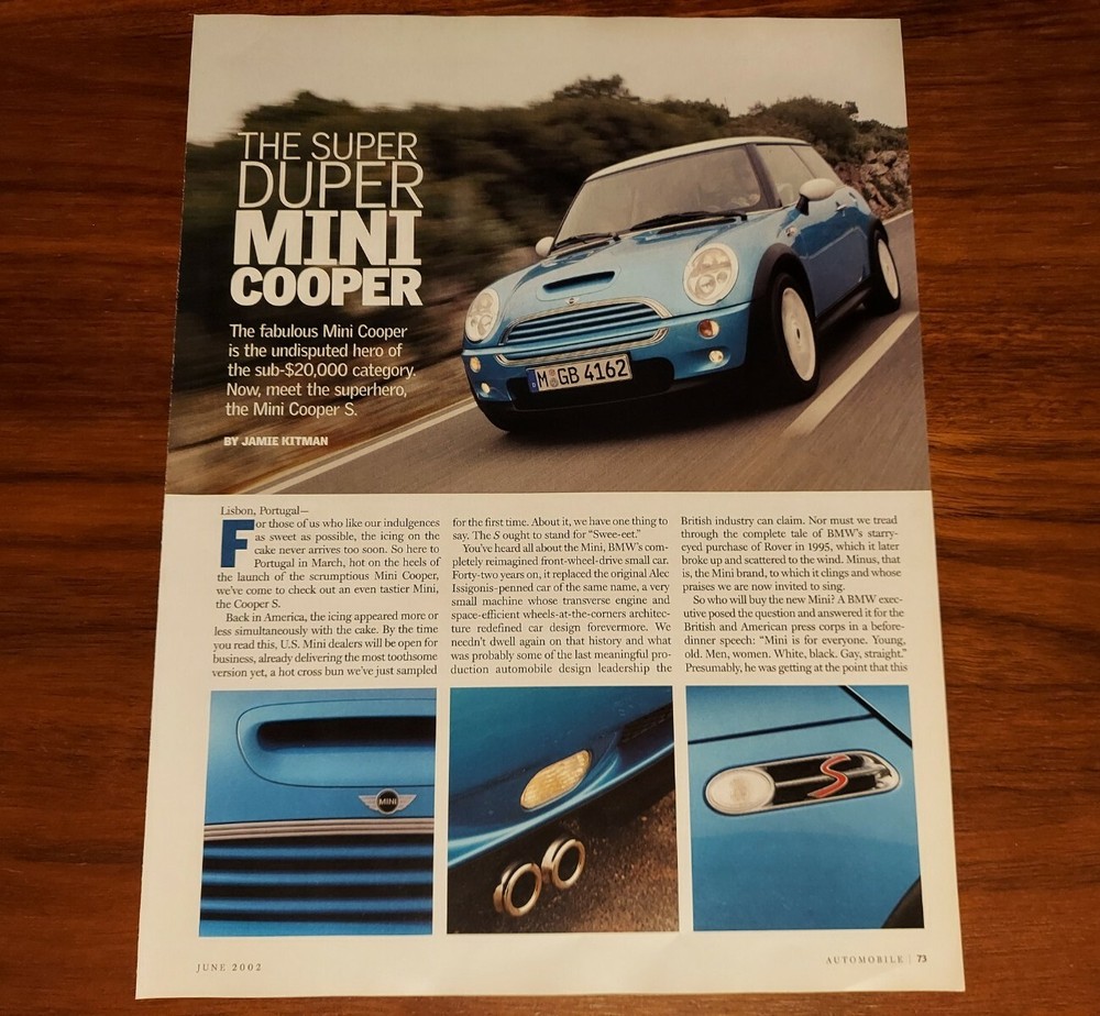 MINI COOPER S MAGAZINE ARTICLE SUPER DUPER SPORT COMPACT FROM ENGLAND
