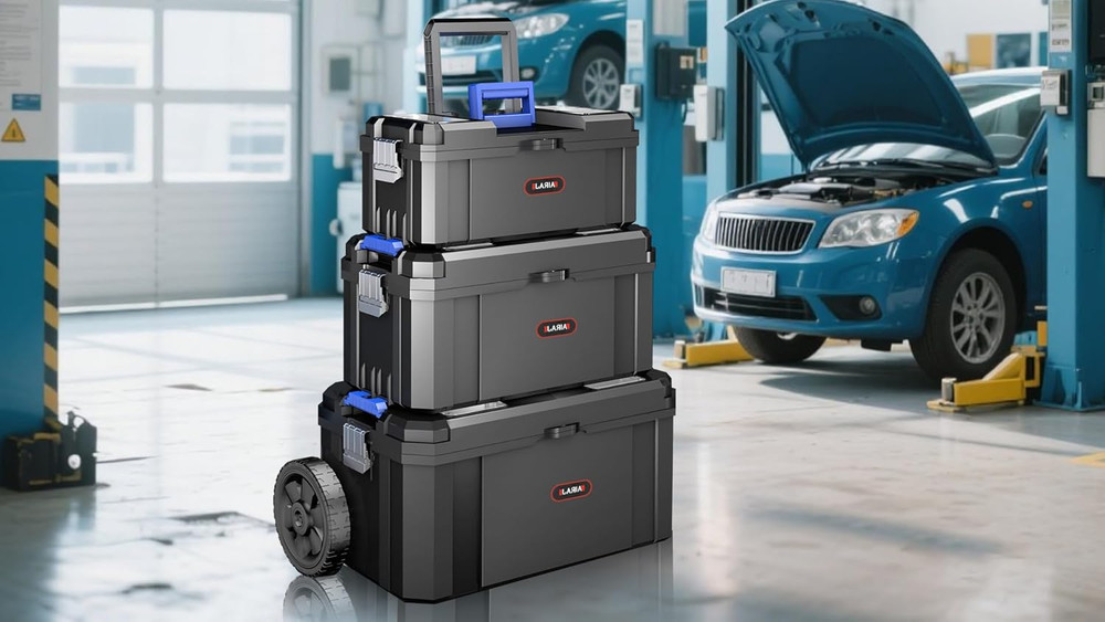 3-in-1 Rolling Tool Box Stackable Tool Box, Modular Tools Storage Organizer